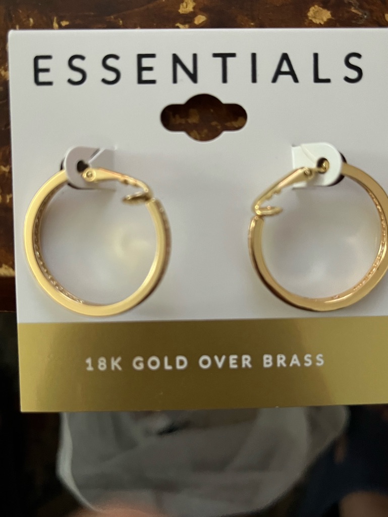 Essentials Macys Brand Nwt 18k Gold Plated Hoop Earrings W Crystal Accents 25$